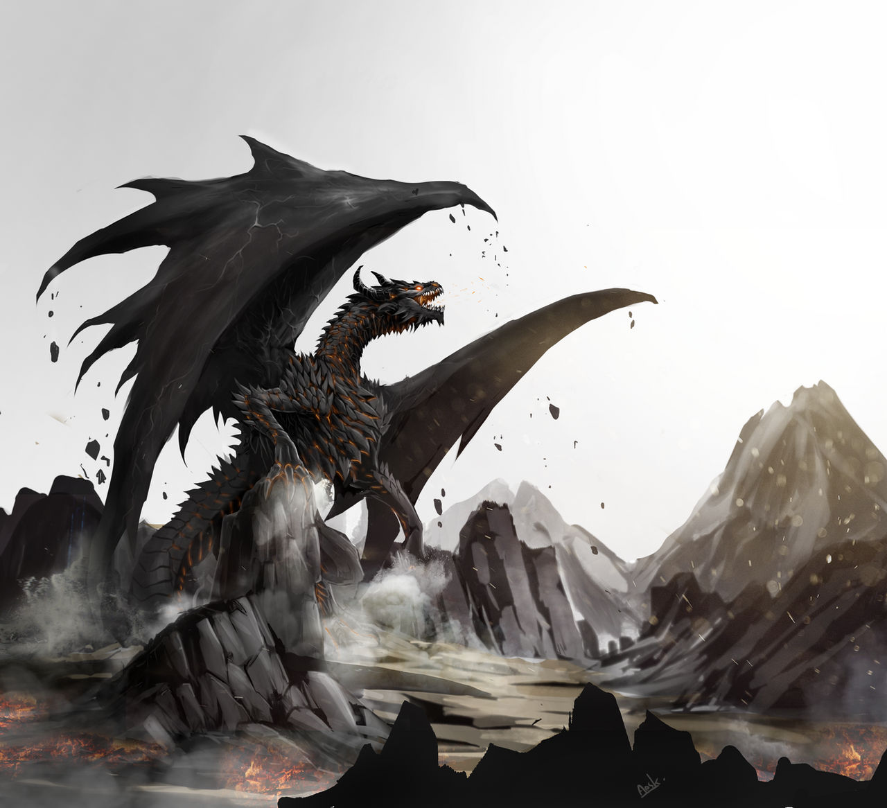 Acalagon the black (LOTR) vs Skyrim Dragons - Battles - Comic Vine