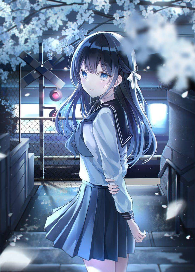 Anime school girl standing in a train station by Animeart790 on DeviantArt Anime school girl standing in a train station by Animeart790 on DeviantArt