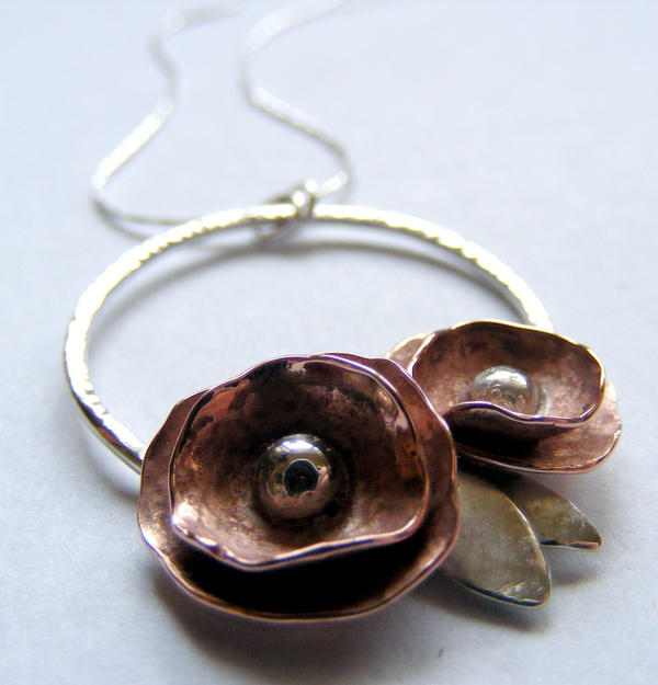 Copper Flower Circle Necklace