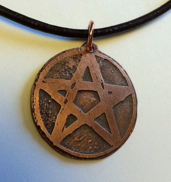 Etched Copper Pentacle Necklace