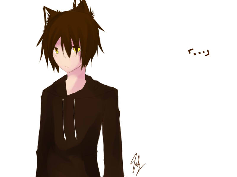 Anime neko boy with black hair