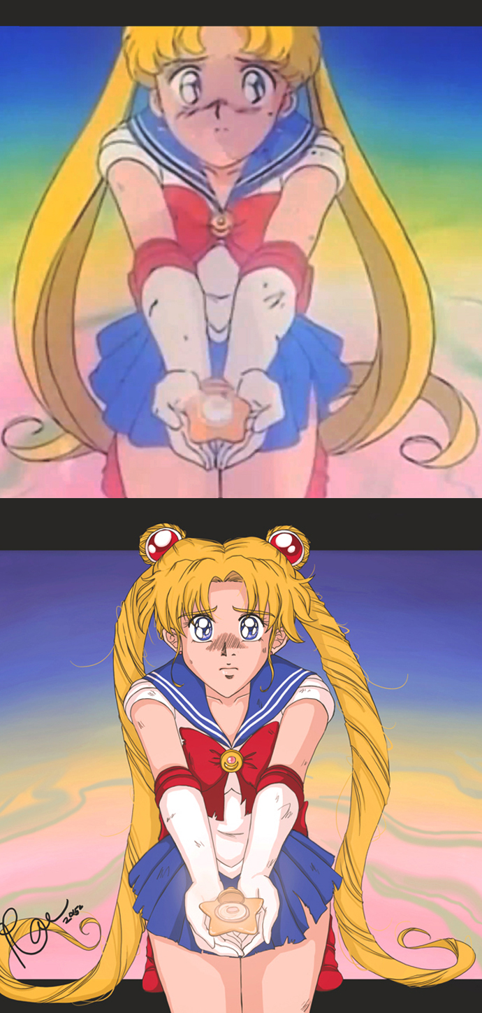 Sailor Moon Redraw (Side by Side Comparison)