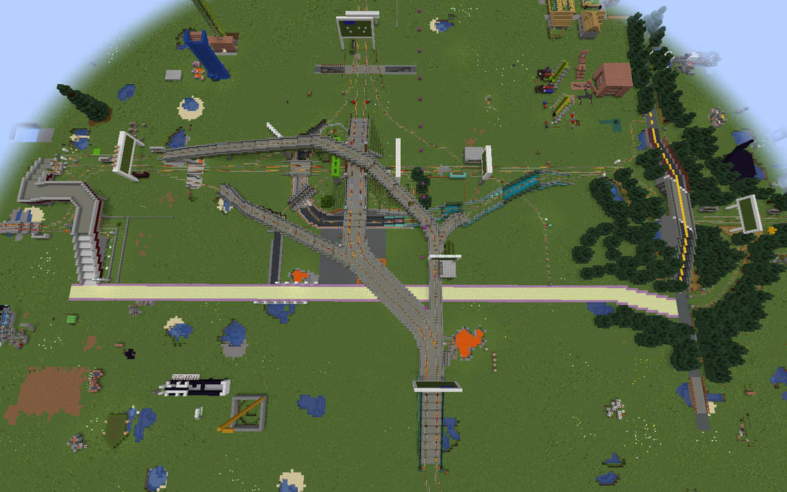 Minecraft Stack Interchange Minecraft minecart interchange (aerial view) by ElusiveInstance on ...