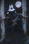 moonlight vampire, painting by sombrefeline