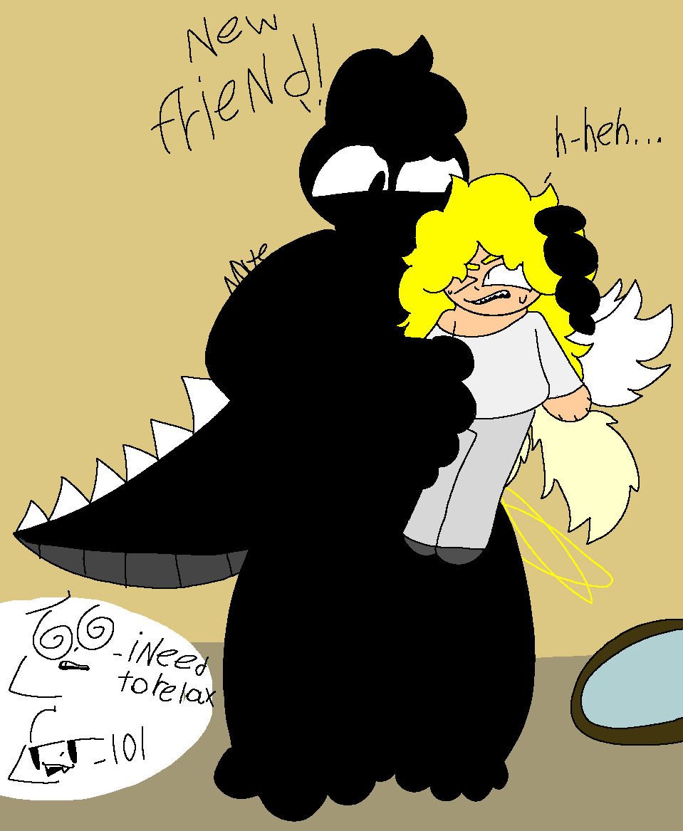 Creature and Gibby hugging