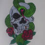 Skull with Snake and Roses