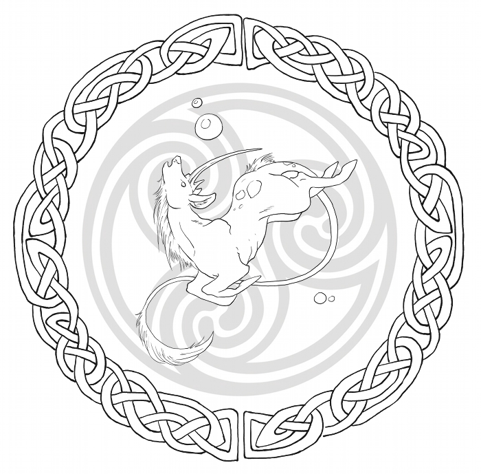 Celtic unicorn line art