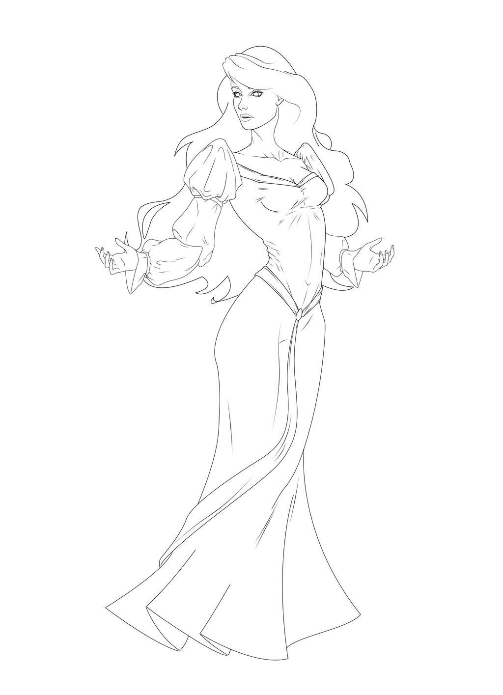 Odette the swan princess lineart refined