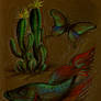 fish, cactus, butterfly