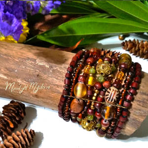 Earthy Wooden Beaded Stretch Bracelet