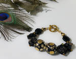 Black Gold Bulky Beaded Bracelet by MoonlightMysteria