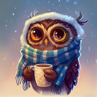 Cute owl with Hot Chocolate