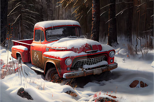 Old pickup in the snow