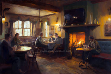 British Pub - Oil painting style