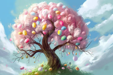 Easter Egg Tree - Digital painting style