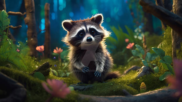 Cute raccoon - 3D render style
