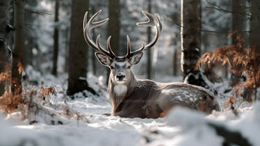 Red Deer in the winter forest