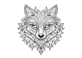 Coloring book page 01 - Mandala Fox tr background