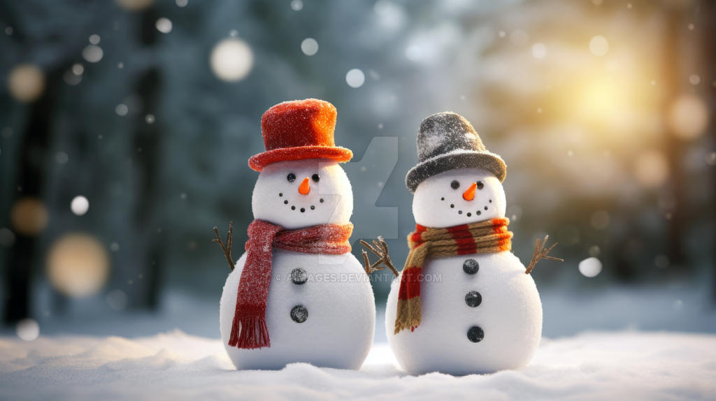 Happy snowman standing in Christmas winter 2 by GabiMedia on DeviantArt