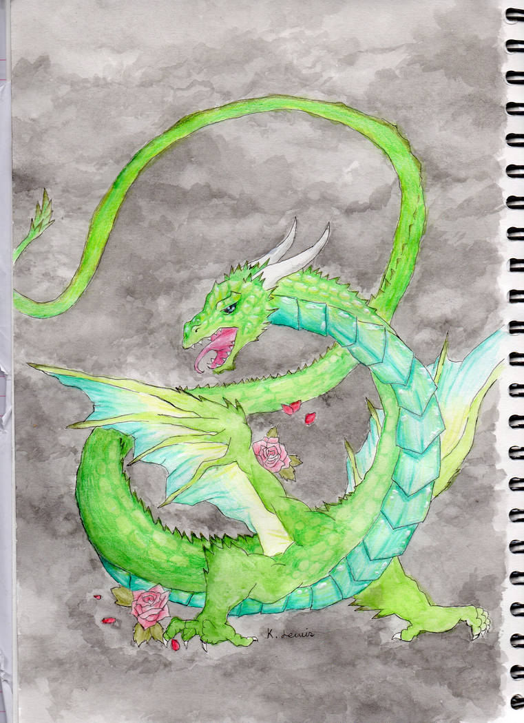 Watercolour dragon painting