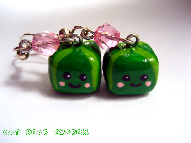 Square Watermelon Earrings