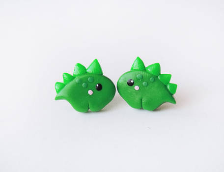 Green Baby Stegosaurus Earrings