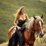 Sexy mature women skantilly dressed pushing a hors