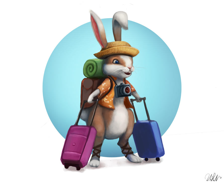 Заяц в ластах. Заяц путешественник. Зайка с чемоданом. Кролик с чемоданом. Зайчонок путешественник.