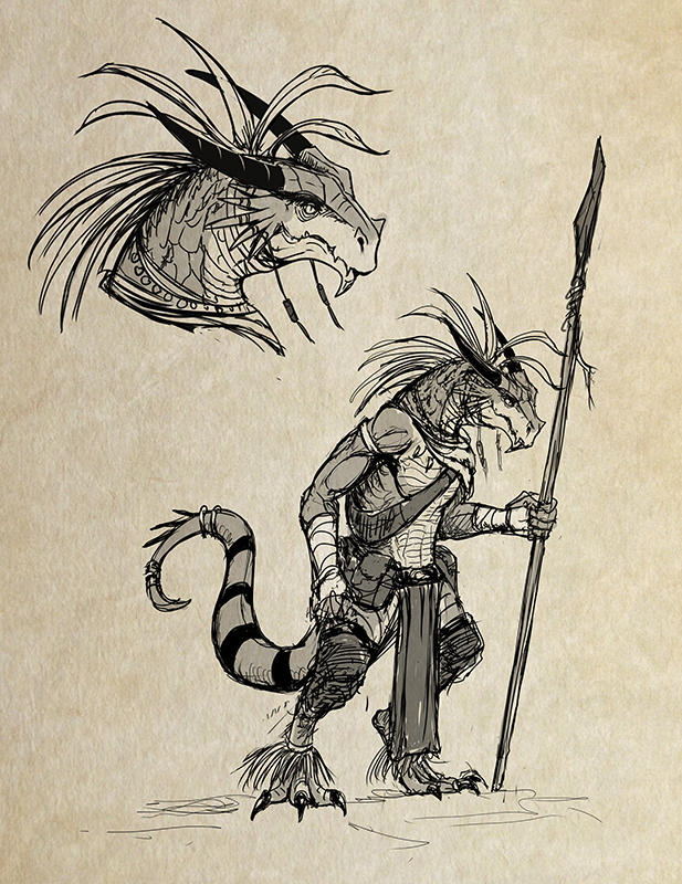 Tribe Lizardman sketch by cicakkia on DeviantArt