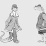 Casual lizard characters sketch