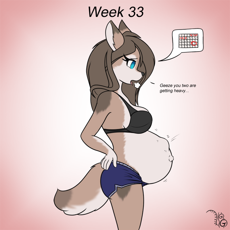 Jen Preg - Week 33 by Preg-fur on DeviantArt.
