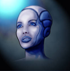 Cyborg head digital sketch