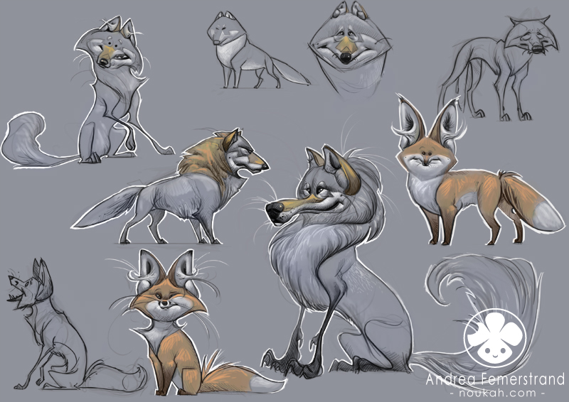 Character desings: foxes and wolves