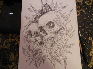 skulls and leafs sketch