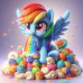 Rainbow dash eating a lot of cupcakes!