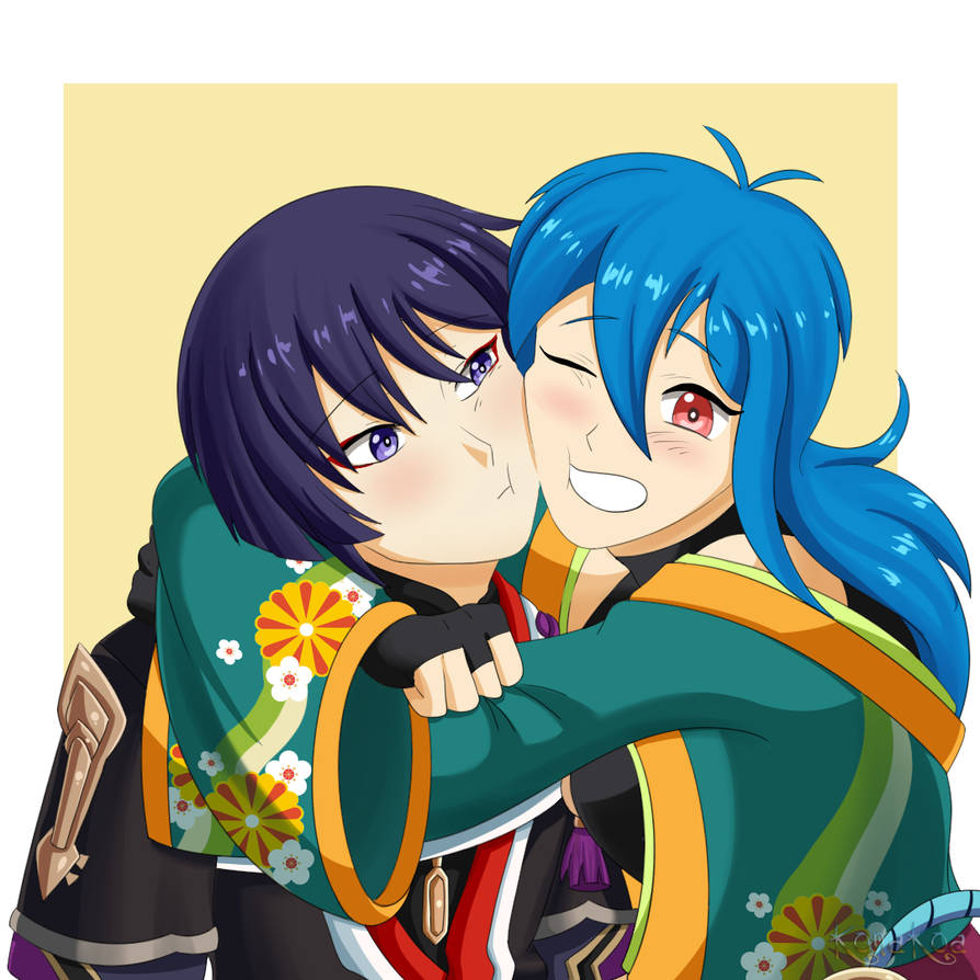 Scara Hugging Genshin AF: Scara-Hugs by KonaKoa on DeviantArt