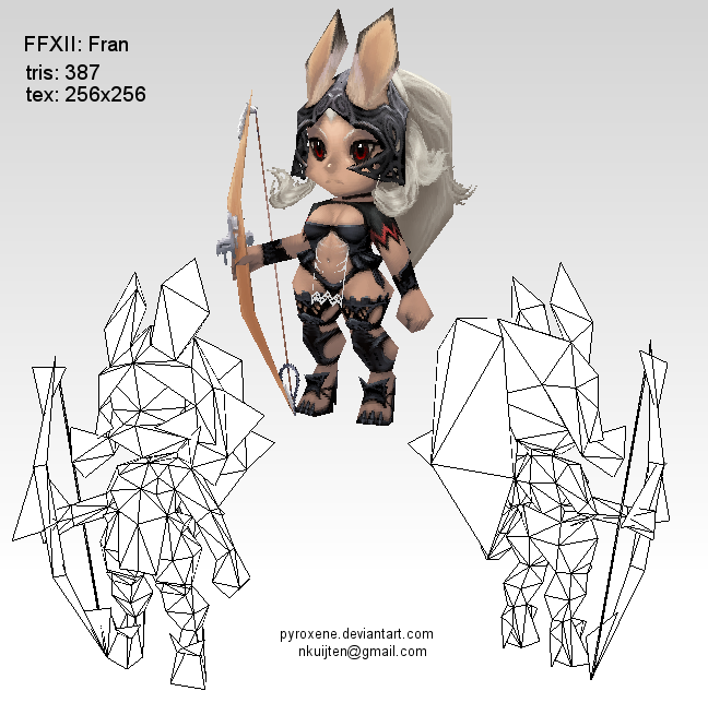 Lowpoly Fran wireframe