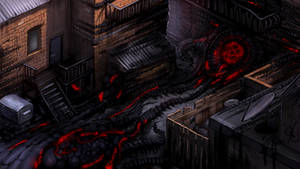 2D survival horror game mockup - corrupted alley