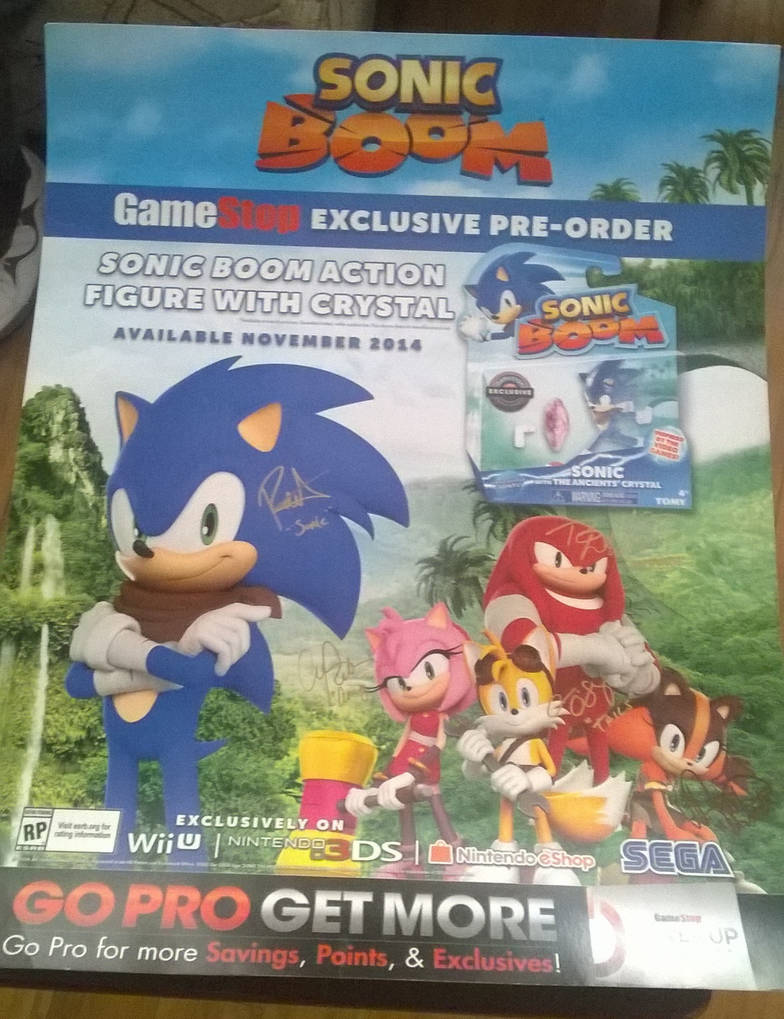Sonic Boom GameStop Ad Poster with Autographs