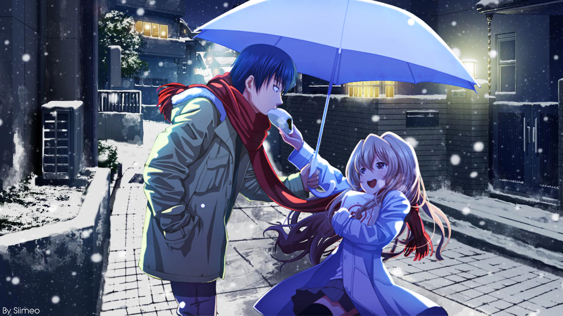 HD wallpaper: Toradora wallpaper, anime, couple, snow, winter