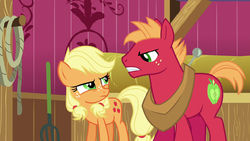 Young Applejack and Big McIntosh glare at each oth by XaldinWolfgang