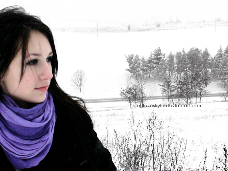 purple scarf.