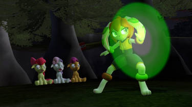Milla protecting fillies from the monster