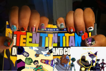 Teen Titans Nail Art by CrazedClairebear