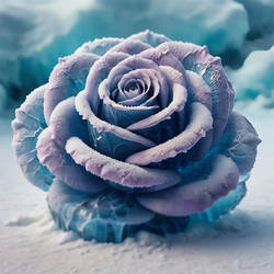 Frozen purple rose