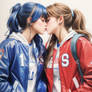 Football team girls kiss - (Number 13)