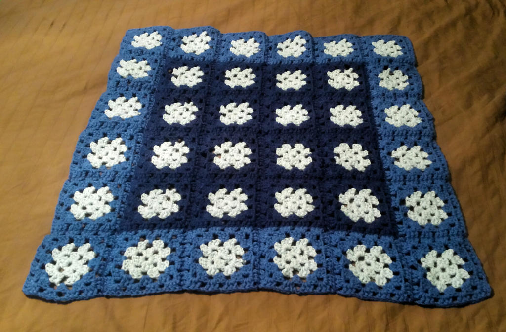 blue granny square blanket