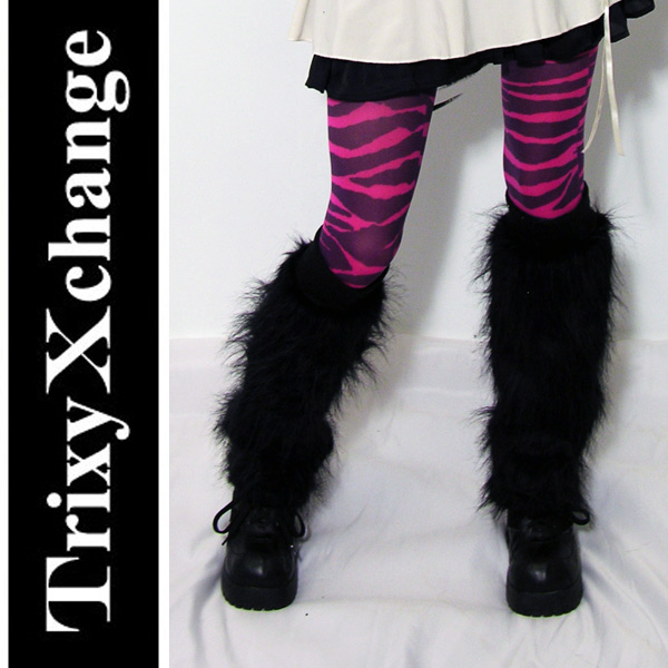 TX Black Furry Leg Warmers