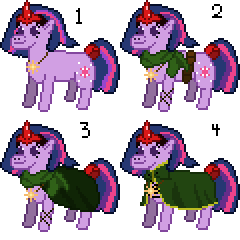 Twilight Sparkle Summoner: Four Costumes by Happybunns