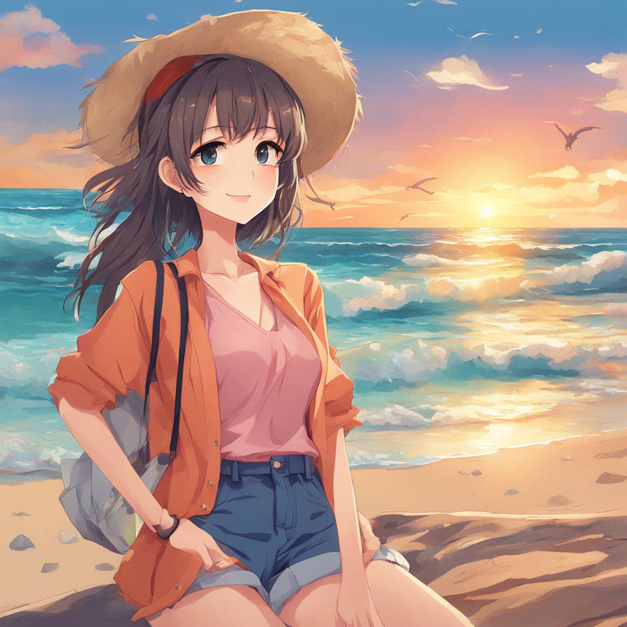 Anime beach girl